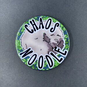 Ferret Chaos Noodle Magnet, Funny Handmade Fridge Decor, Pet Portrait Gift 3.5"